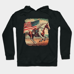 Patriotic Horse American Flag Horseback Riding Western Farm Hoodie